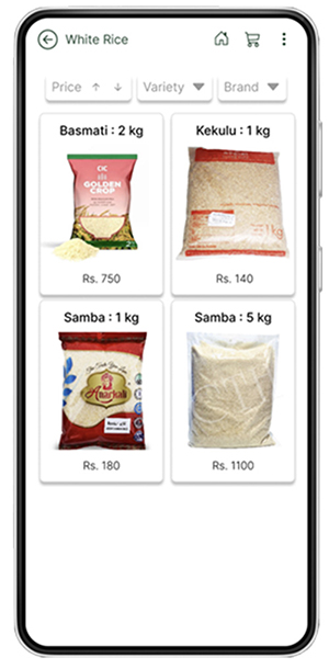 Figure 6. Mobile user interface for consumers to select products
