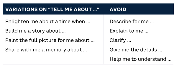Table 2. Alternate front-end wording