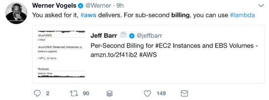 Figure 1 — AWS launches per-second pricing.