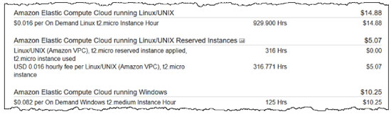 Figure 3 — A sample AWS bill.