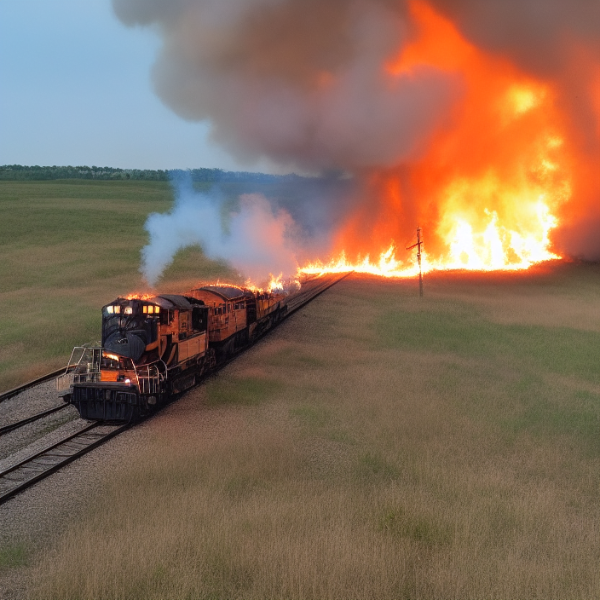 Figure 1. “Locomotive crossing the prairie on fire”
