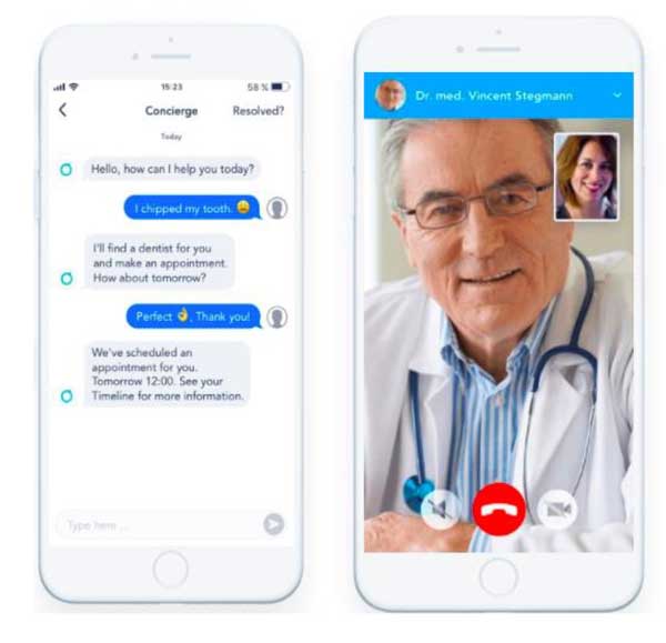 Figure 1 — ottonova services: Concierge and Digital Doctor´s Visit.