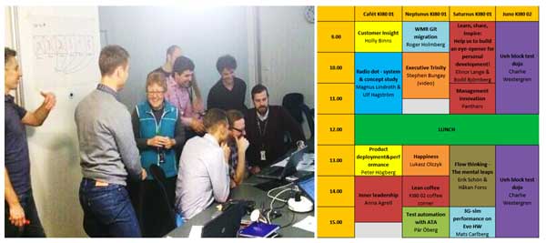 Figure 6 — Learning Day: hands-on workshop (left) and example schedule (right).
