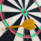 dartboard with one yellow dart in it, far from the bullseye