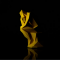 "The Thinker" statue rendered in yellow plastic on a black background