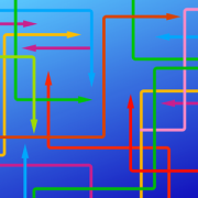 multicolored arrows crossing each other at angles