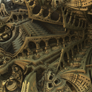 Looking up into the complex ceiling of a byzantine cathedral