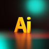 Gold 3-D letters spelling A I on a shiny teal and orange "floor"
